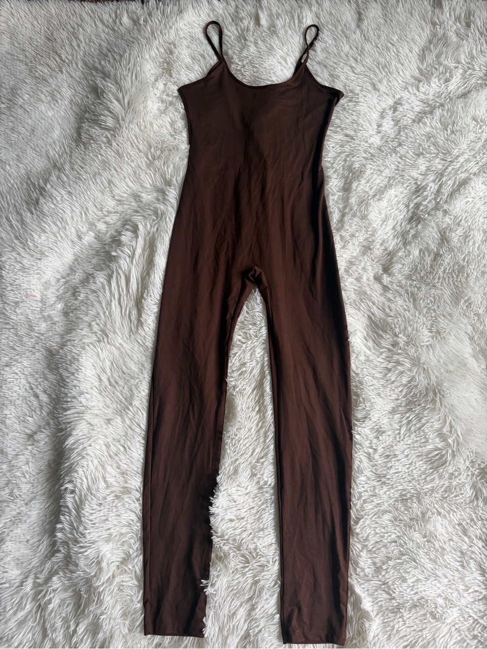 Slim Spaghetti-Strap Brown Jumpsuit